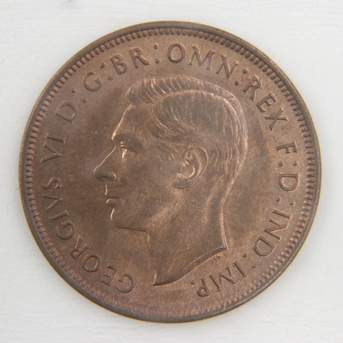 2082 - 1937 penny of George VI - UNC.  UK P&P Group 0 (£6+VAT for the first lot and £1+VAT for subsequent l... 