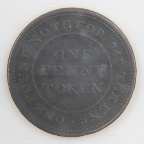 2089 - 1813 Flint Lead Works penny token. UK P&P Group 0 (£6+VAT for the first lot and £1+VAT for subsequen... 