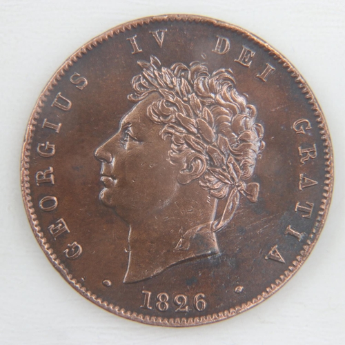 2097 - 1826 halfpenny of George IV - EF.  UK P&P Group 0 (£6+VAT for the first lot and £1+VAT for subsequen... 