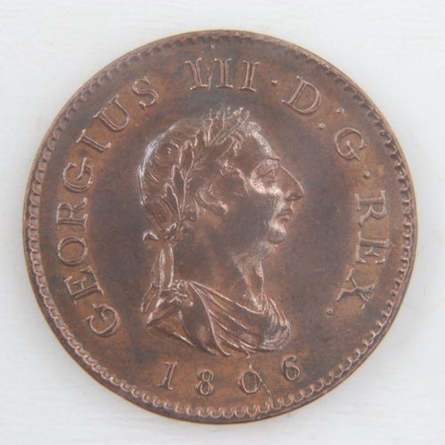 2104 - 1806 farthing (incuse K) of George III - EF.  UK P&P Group 0 (£6+VAT for the first lot and £1+VAT fo... 