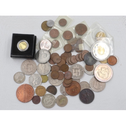 2123 - 9ct gold half crown (1.0g), with mixed UK and world coins including some UNC examples. UK P&P Group ... 