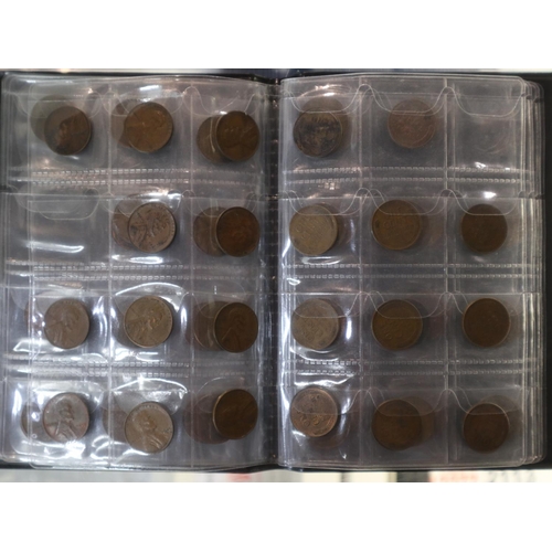 2124 - Collection of USA Lincoln 'wheat' copper cents within folder, various mints and grades (70). UK P&P ... 