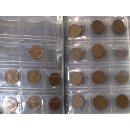 2124 - Collection of USA Lincoln 'wheat' copper cents within folder, various mints and grades (70). UK P&P ... 