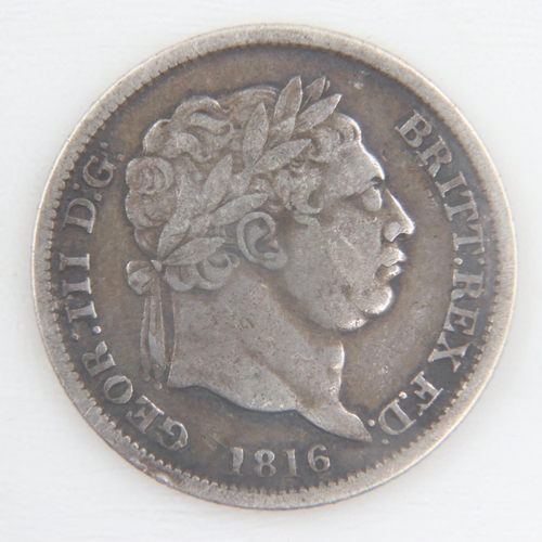 2132 - 1816 silver shilling of George III - VF.  UK P&P Group 0 (£6+VAT for the first lot and £1+VAT for su... 