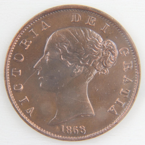 2136 - 1853 half penny of queen Victoria - nEF.  UK P&P Group 0 (£6+VAT for the first lot and £1+VAT for su... 