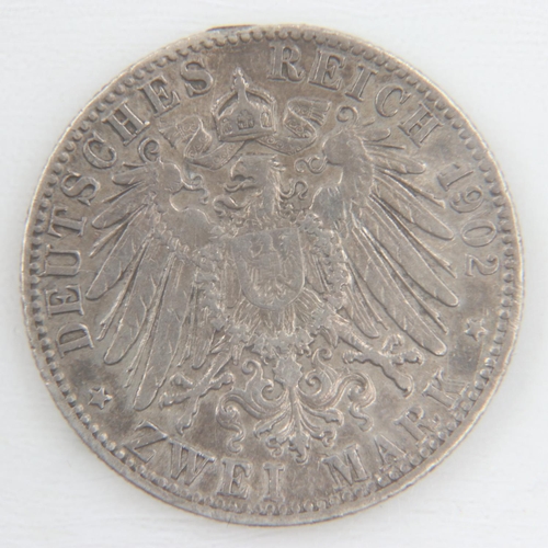 2141 - 1902 J Hamburg silver two Reichsmark of Germany - nEF .  UK P&P Group 0 (£6+VAT for the first lot an... 