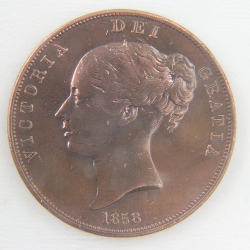 2147 - 1858 penny of queen Victoria - gVF.  UK P&P Group 0 (£6+VAT for the first lot and £1+VAT for subsequ... 