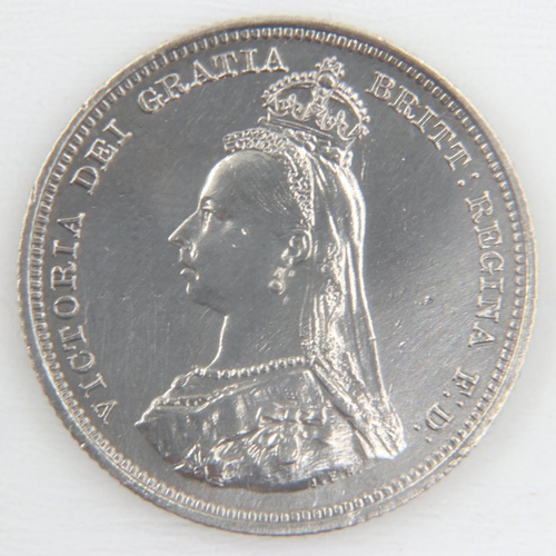 2149 - 1887 silver shilling of queen Victoria - EF.  UK P&P Group 0 (£6+VAT for the first lot and £1+VAT fo... 