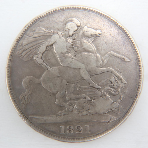 2159 - 1821 silver crown of George IV - gVF.  UK P&P Group 0 (£6+VAT for the first lot and £1+VAT for subse... 