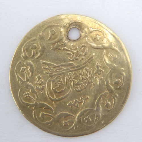 2160 - c.1808 Ottoman Empire gold one cedid mahmudiye, holed, 1.5g. UK P&P Group 0 (£6+VAT for the first lo... 