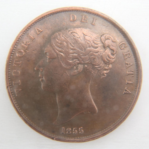 2164 - 1855 penny of queen Victoria - VF.  UK P&P Group 0 (£6+VAT for the first lot and £1+VAT for subseque... 