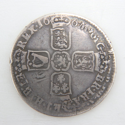 2168 - 1696 scarce double strike mint error - silver shilling of William III, double - aVF.  UK P&P Group 0... 