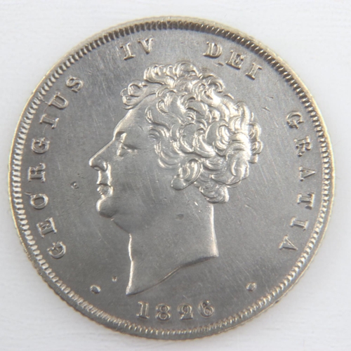 2185 - 1825 silver shilling of George IV - EF.  UK P&P Group 0 (£6+VAT for the first lot and £1+VAT for sub... 