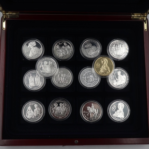 2209 - Fourteen silver Commonwealth coins celebrating the 80th birthday of the Queen, in a collectors case.... 