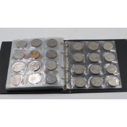 2234 - Folder of mixed world and UK territory coins and commemoratives, some silver examples. UK P&P Group ... 