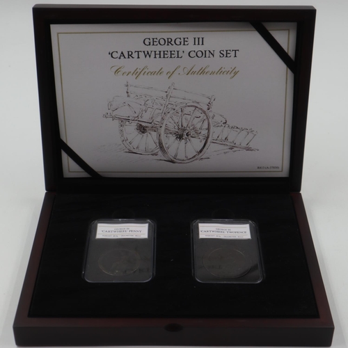 2254 - George III Cartwheel coin set in a presentation case. UK P&P Group 2 (£20+VAT for the first lot and ... 