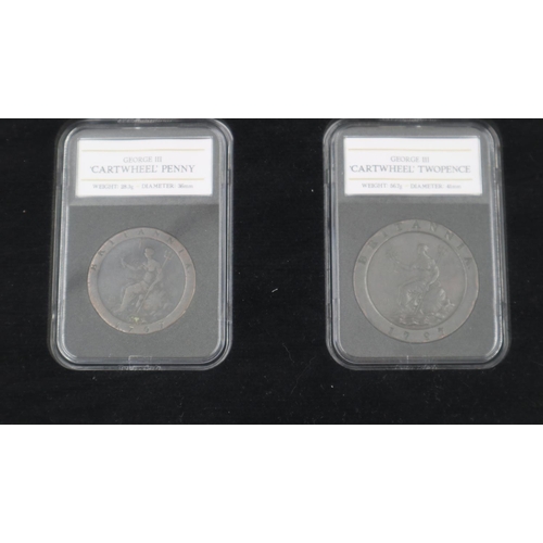 2254 - George III Cartwheel coin set in a presentation case. UK P&P Group 2 (£20+VAT for the first lot and ... 