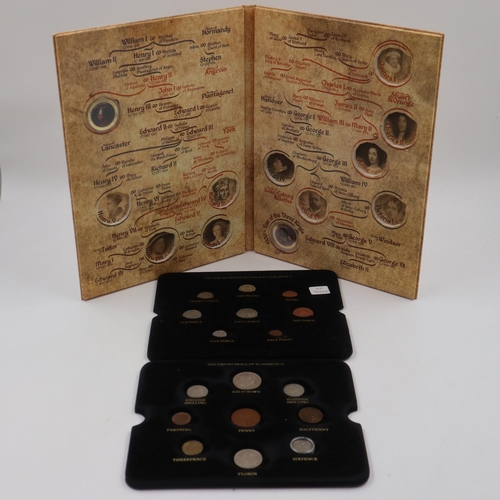 2257 - Two sheets of Elizabeth II coins and a History of the Monarchy folder bearing a single coin. UK P&P ... 