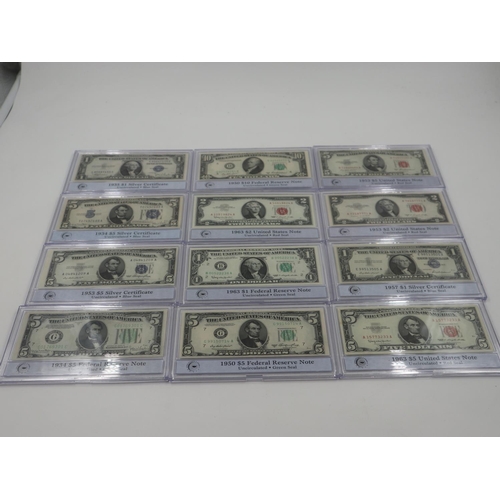 2261 - Mixed slabbed American dollar banknotes in a presentation case. Face value $47. UK P&P Group 3 (£30+... 