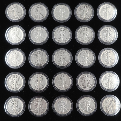 2265 - Twenty five American silver dollars 1920 to 1947 in a presentation case. UK P&P Group 3 (£30+VAT for... 