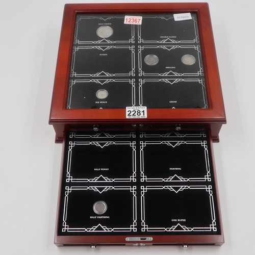 2281 - Part filled presentation case of UK and Indian coins. UK P&P Group 3 (£30+VAT for the first lot and ... 