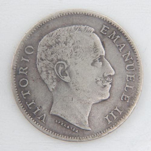 2317 - 1902 silver Italian Lira - VF.  UK P&P Group 0 (£6+VAT for the first lot and £1+VAT for subsequent l... 