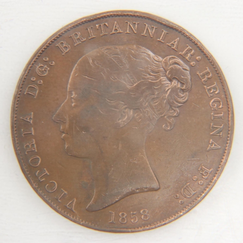 2318 - 1858 Jersey penny of queen Victoria - gVF.  UK P&P Group 0 (£6+VAT for the first lot and £1+VAT for ... 