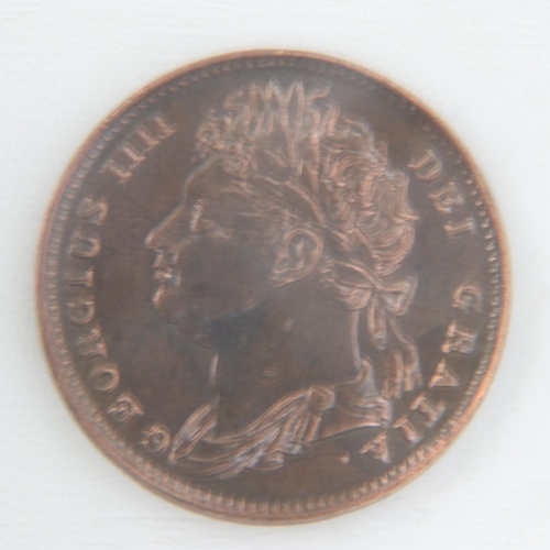 2328 - 1821 (die break on 1) farthing of George IV - EF.  UK P&P Group 0 (£6+VAT for the first lot and £1+V... 