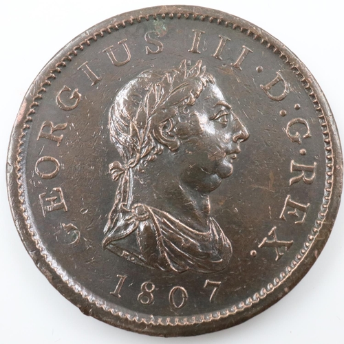 2332 - 1807 penny of George III - gVF. UK P&P Group 0 (£6+VAT for the first lot and £1+VAT for subsequent l... 