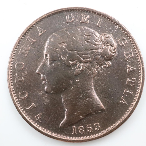 2334 - 1853 half penny of queen Victoria - VF .  UK P&P Group 0 (£6+VAT for the first lot and £1+VAT for su... 