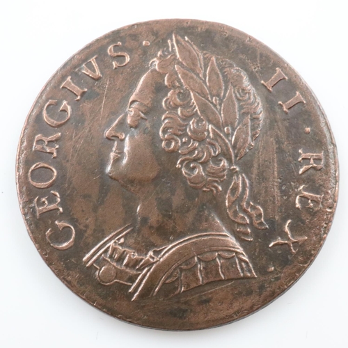 2345 - 1747 half penny of George II - VF.  UK P&P Group 0 (£6+VAT for the first lot and £1+VAT for subseque... 