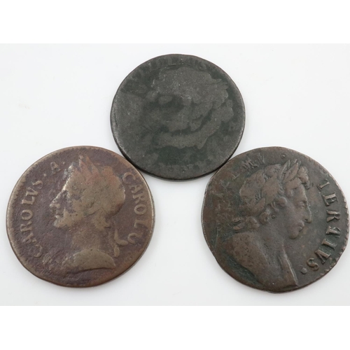 2357 - Early milled farthings of Charles II, William III, William and Mary.  UK P&P Group 0 (£6+VAT for the... 