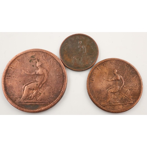 2364 - 1806 George III trilogy, farthing halfpenny and penny - circulated.  UK P&P Group 0 (£6+VAT for the ... 