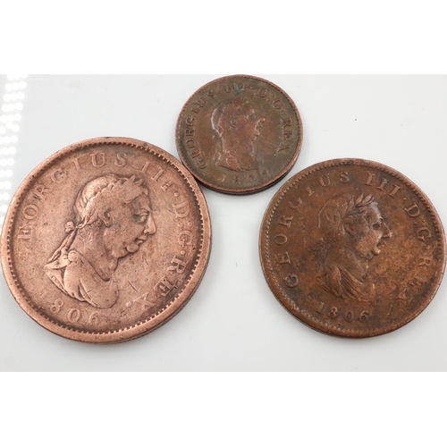 2364 - 1806 George III trilogy, farthing halfpenny and penny - circulated.  UK P&P Group 0 (£6+VAT for the ... 