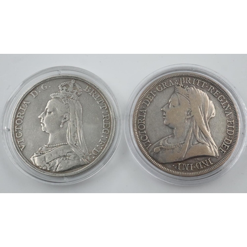 2365 - Two Victoria silver crowns, 1892 and 1896. UK P&P Group 0 (£6+VAT for the first lot and £1+VAT for s... 