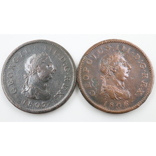 2367 - 1806 and 1807 pennies of George III - VF. UK P&P Group 0 (£6+VAT for the first lot and £1+VAT for su... 