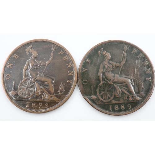 2370 - Two VF grade Victorian pennies. UK P&P Group 0 (£6+VAT for the first lot and £1+VAT for subsequent l... 