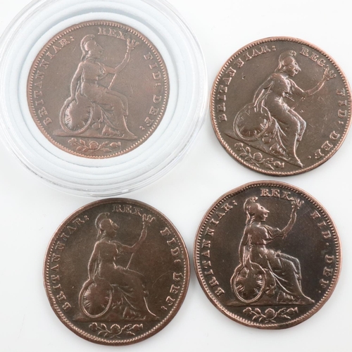 2376 - Four early milled farthings - circulated.  UK P&P Group 0 (£6+VAT for the first lot and £1+VAT for s... 