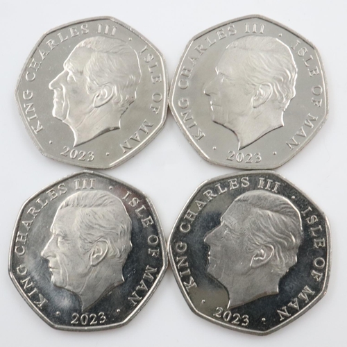 2382 - Four Isle of Man Peregrin Falcon 50p coins - EF.  UK P&P Group 0 (£6+VAT for the first lot and £1+VA... 