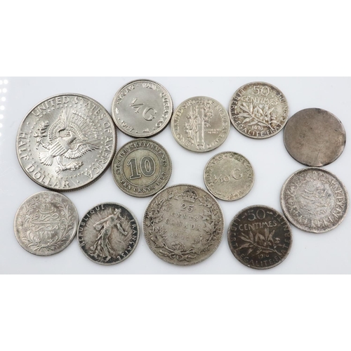 2383 - Quantity of mixed world silver coins.  UK P&P Group 0 (£6+VAT for the first lot and £1+VAT for subse... 