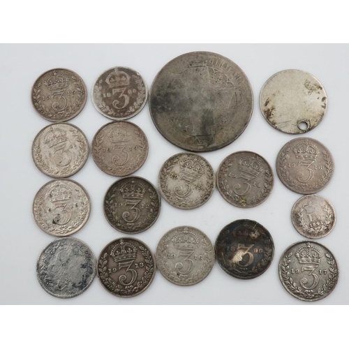 2384 - Quantity of pre 1920 silver coins to include a gothic florin.  UK P&P Group 0 (£6+VAT for the first ... 