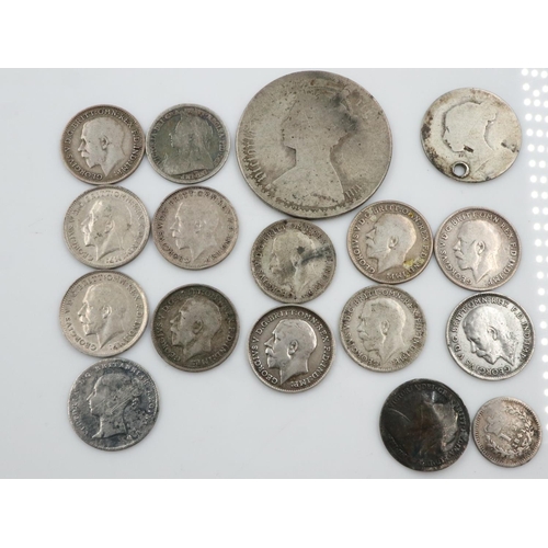 2384 - Quantity of pre 1920 silver coins to include a gothic florin.  UK P&P Group 0 (£6+VAT for the first ... 