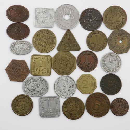 2389 - Twenty-four Co-Operative Society tokens, various areas including London boroughs. UK P&P Group 0 (£6... 