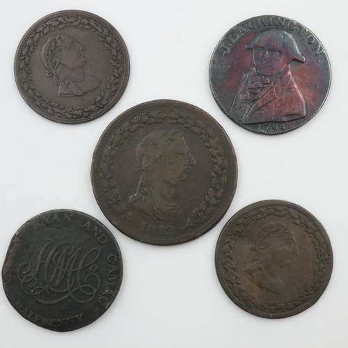 2391 - Five circulated early milled workhouse tokens.  UK P&P Group 0 (£6+VAT for the first lot and £1+VAT ... 