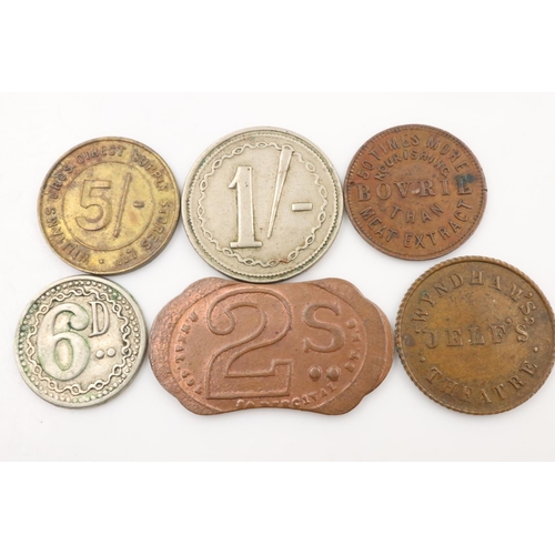 2392 - Wyndhams Theatre token, with further 19th and 20th century tokens (6). UK P&P Group 0 (£6+VAT for th... 