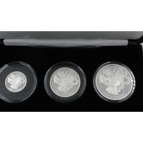 2398 - 2021 George and the Dragon silver proof three coin set. UK P&P Group 1 (£16+VAT for the first lot an... 