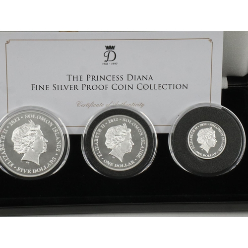 2406 - Cased Princess Diana fine silver proof three coin set. UK P&P Group 1 (£16+VAT for the first lot and... 