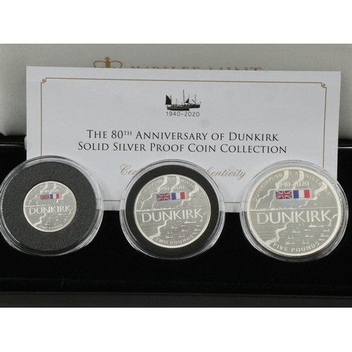 2407 - Cased 80th Anniversary of Dunkirk silver proof thee coin set. UK P&P Group 1 (£16+VAT for the first ... 