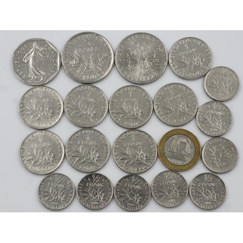 2415 - Coins of France and Belgium, including 19th century and post-reform examples, some silver, mixed mos... 