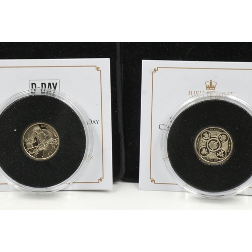 2425 - Two 9ct gold coins (each 1.0g): The King Charles III Coronation and 80th Anniversary of D-Day. UK P&... 